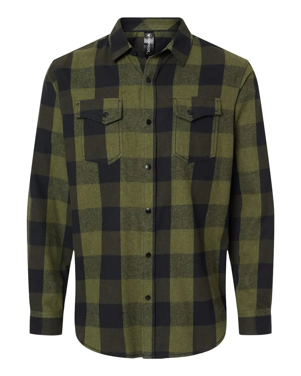 Burnside 8219bs Snap Front Plaid Flannel Shirt - 8219 - Army Black - Army/ / Adult s