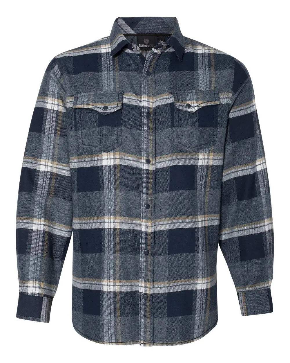 Burnside 8219bs Snap Front Plaid Flannel Shirt - 8219 - Indigo - Adult s