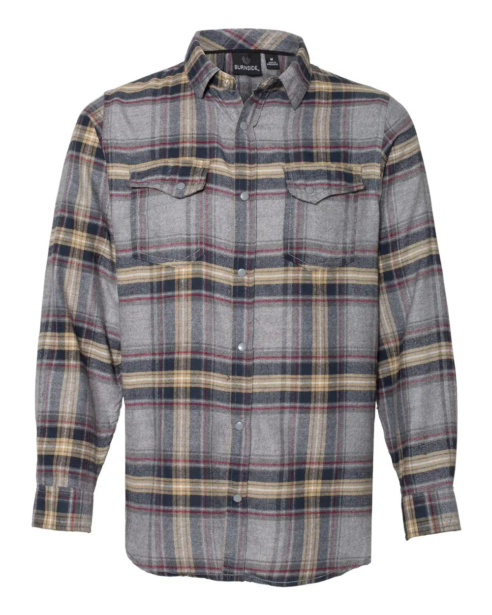 Burnside 8219bs Snap Front Plaid Flannel Shirt - 8219 - Light Gray - Adult s
