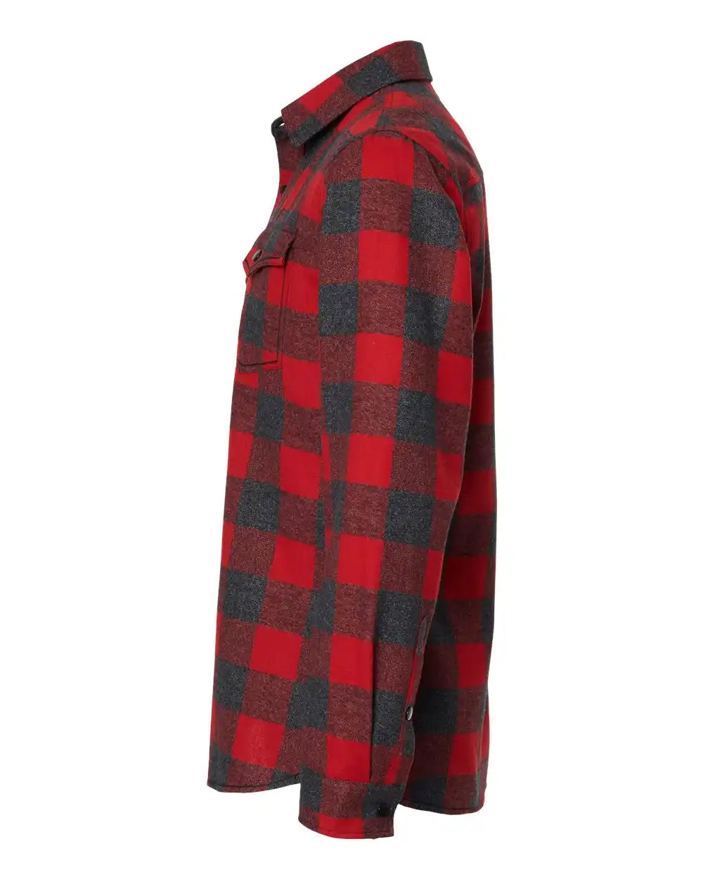 Burnside 8219bs Snap Front Plaid Flannel Shirt - 8219 - Red Heather Black