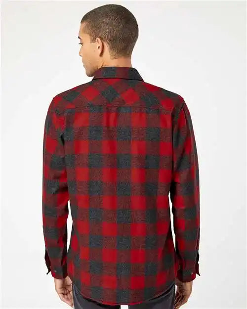 Burnside 8219bs Snap Front Plaid Flannel Shirt - 8219 - Red Heather Black