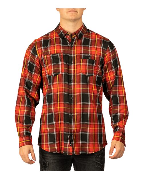 Burnside 8220 Perfect Flannel Work Shirt - Fire Red Black