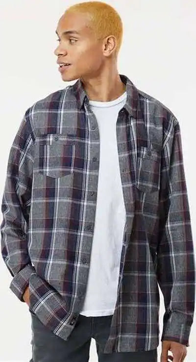 Burnside 8220 Perfect Flannel Work Shirt - Heather Gray Navy