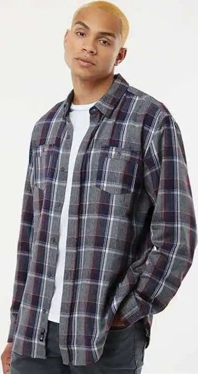 Burnside 8220 Perfect Flannel Work Shirt - Heather Gray Navy