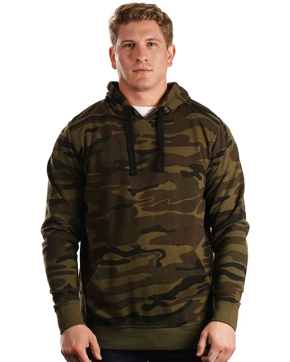 Burnside 8605b Enzyme-washed French Terry Hooded Sweatshirt - 8605 - Green Camo - Adult s