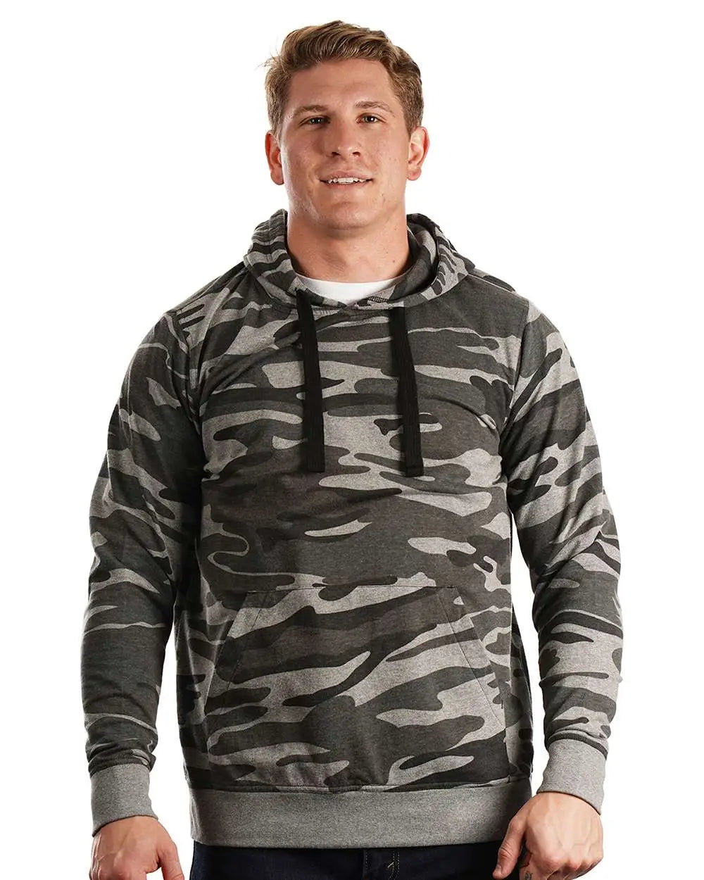 Burnside 8605b Enzyme-washed French Terry Hooded Sweatshirt - 8605 - Black Camo - Adult s
