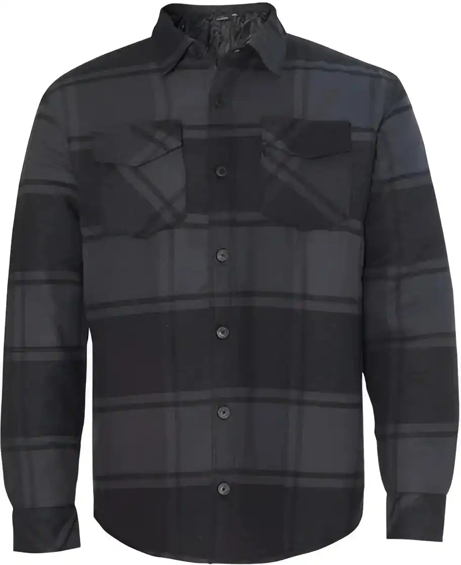 Burnside 8610 Quilted Flannel Jacket Black Plaid