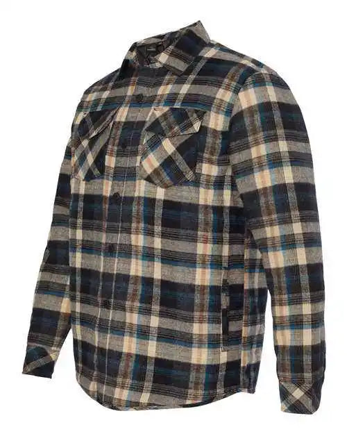 Burnside 8610 Quilted Flannel Jacket - Khaki Plaid