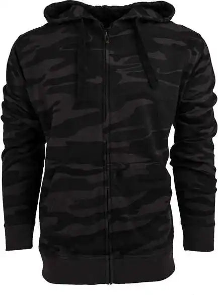 Burnside 8615 Camo Full Zip Hooded Sweatshirt Black