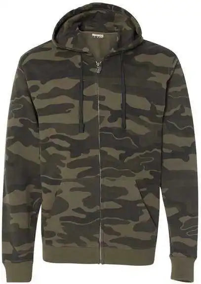 Burnside 8615 Camo Full Zip Hooded Sweatshirt Green