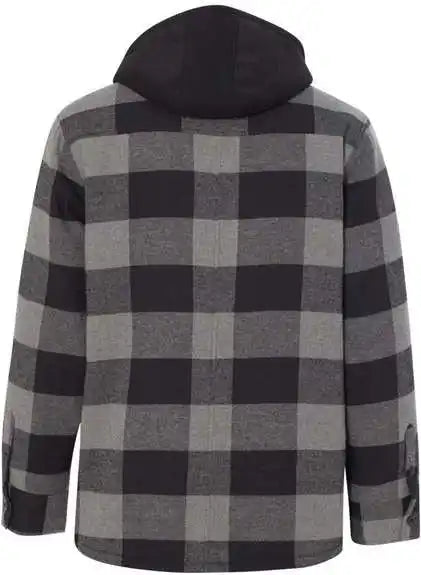 Burnside 8620 Quilted Flannel Full-zip Hooded Jacket - Black Grey