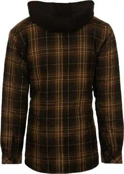 Burnside 8620 Quilted Flannel Hooded Jacket - Brown Black