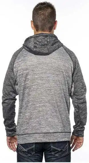 Burnside 8660 Performance Raglan Full Zip Sweatshirt Heather Grey Charcoal