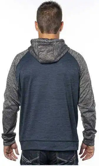 Burnside 8660 Performance Raglan Full-zip Sweatshirt - Heather Navy Charcoal