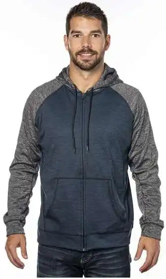Burnside 8660 Performance Raglan Full-zip Sweatshirt - Heather Navy Charcoal
