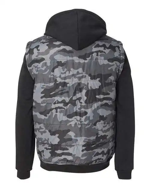 Burnside 8701 Nylon Vest with Fleece Sleeves - Black Camo