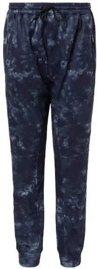 Burnside 8801 Performance Fleece Joggers - Navy Tie Dye
