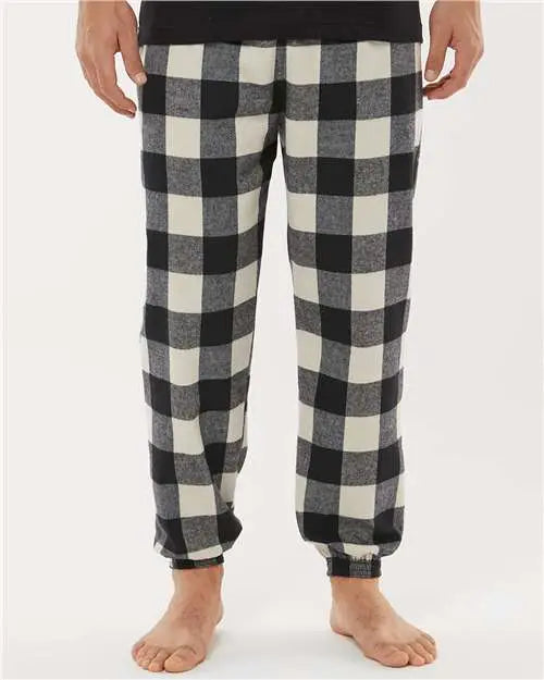 Burnside 8810 Flannel Joggers - Ecru Black