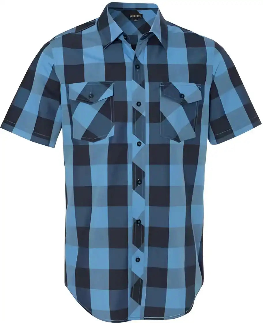 Burnside 9203 Buffalo Plaid Short Sleeve Shirt - Black Blue
