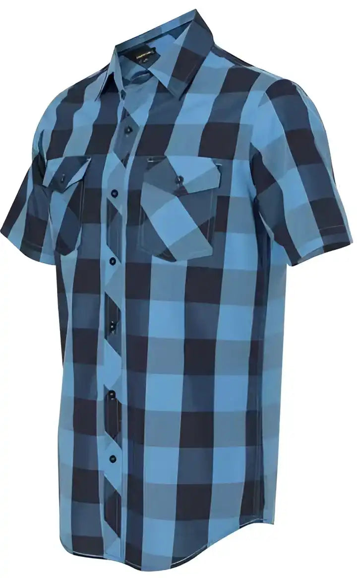 Burnside 9203 Buffalo Plaid Short Sleeve Shirt - Black Blue