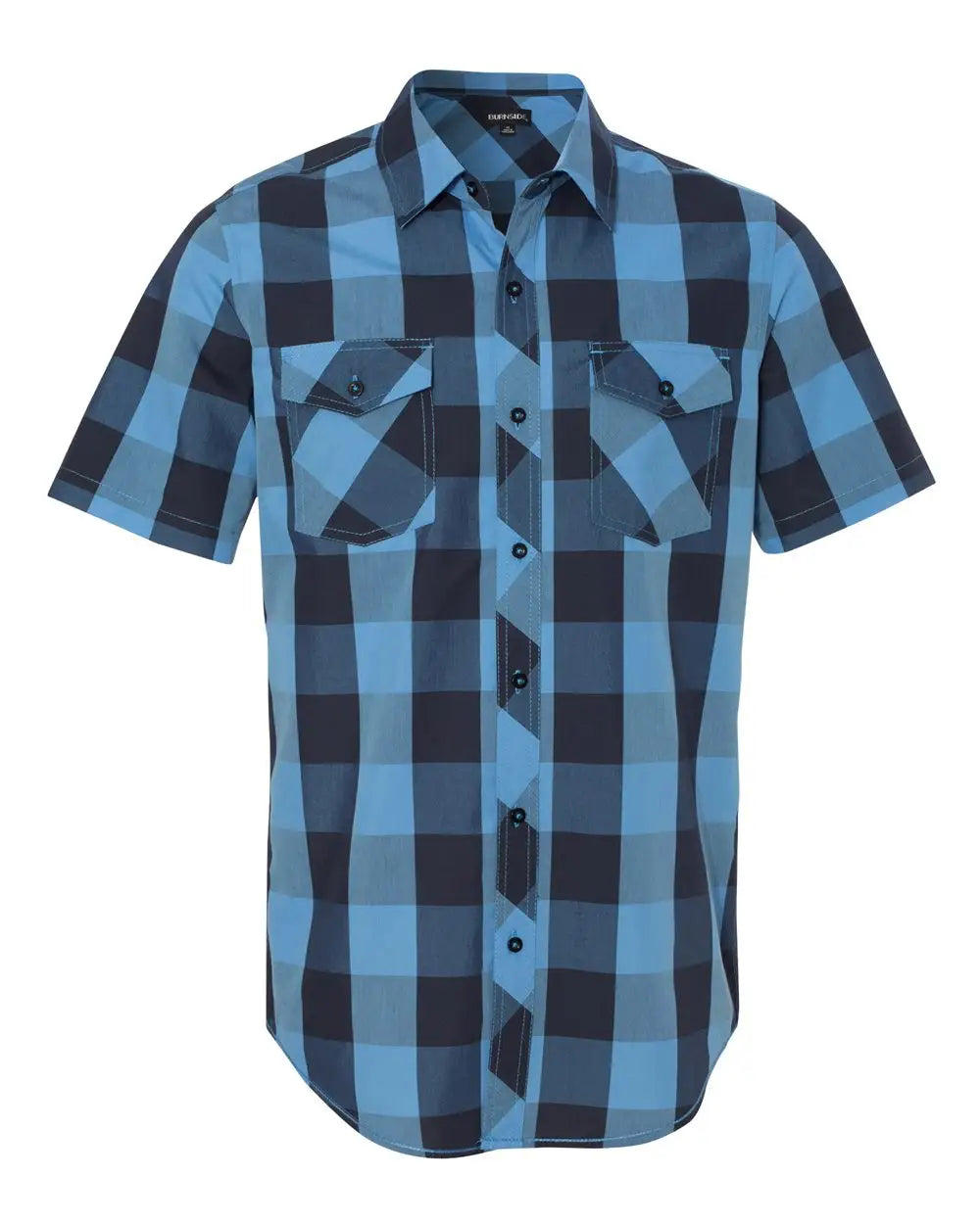 Burnside 9203 Buffalo Plaid Short Sleeve Shirt - Black Blue