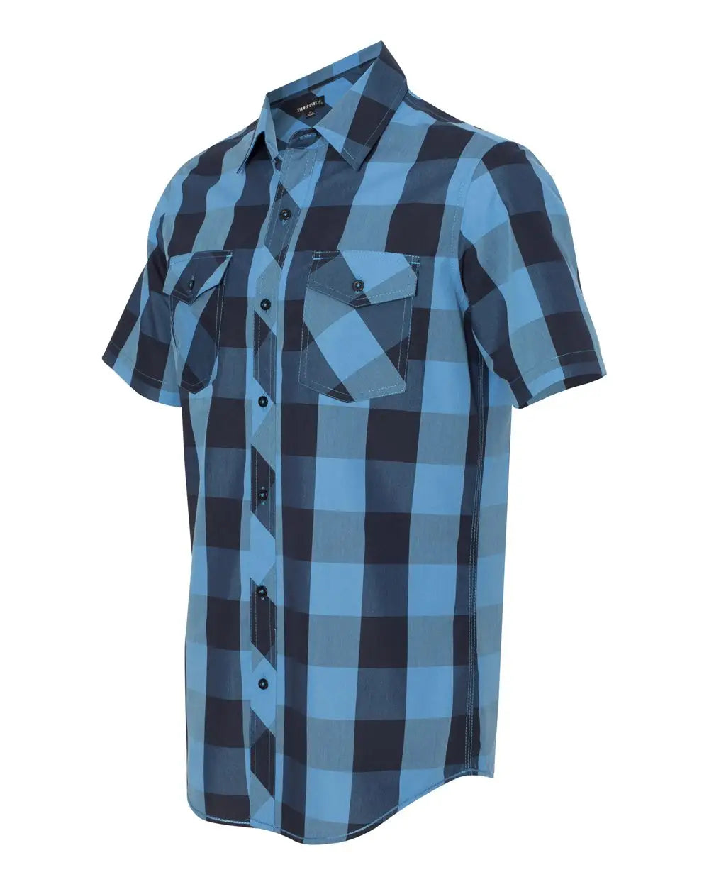 Burnside 9203 Buffalo Plaid Short Sleeve Shirt - Black Blue - s