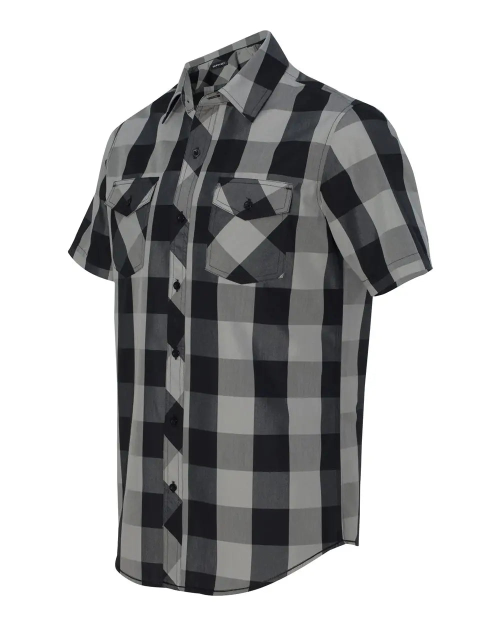 Burnside 9203 Buffalo Plaid Short Sleeve Shirt - Black Grey - Gray / s