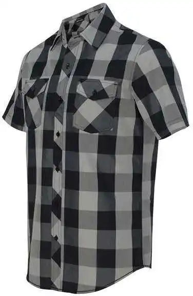 Burnside 9203 Buffalo Plaid Short Sleeve Shirt - Black Grey