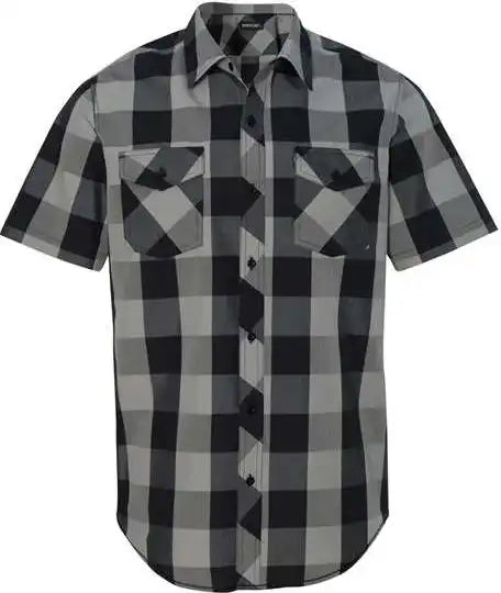 Burnside 9203 Buffalo Plaid Short Sleeve Shirt - Black Grey