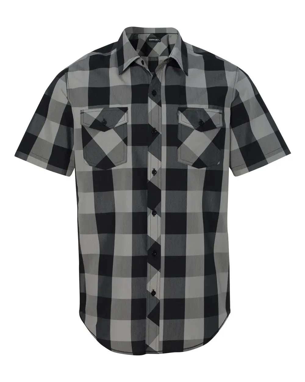 Burnside 9203 Buffalo Plaid Short Sleeve Shirt - Black Grey