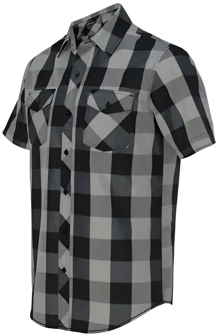 Burnside 9203 Buffalo Plaid Short Sleeve Shirt - Black Grey