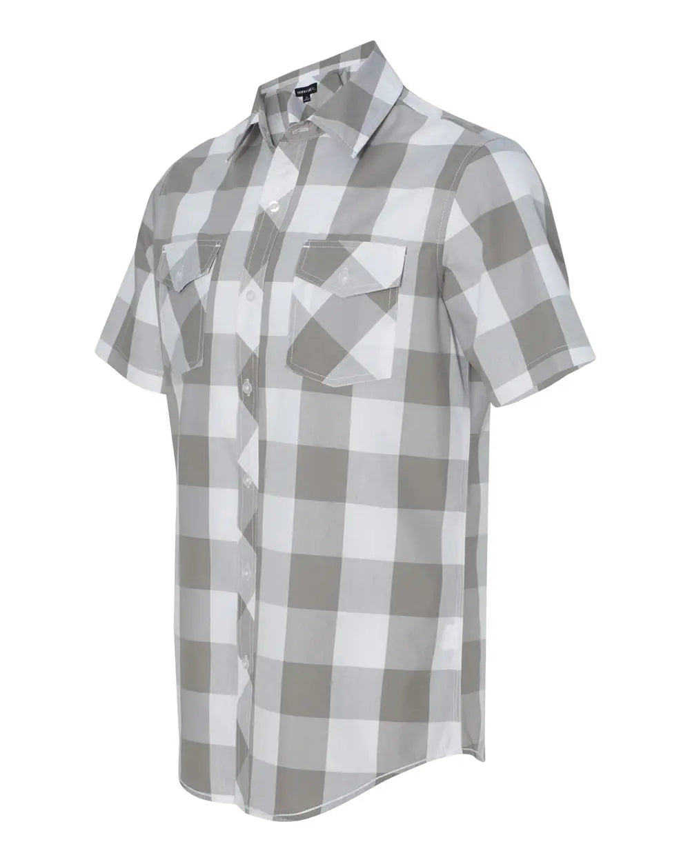 Burnside 9203 Buffalo Plaid Short Sleeve Shirt - Grey White - Gray / s