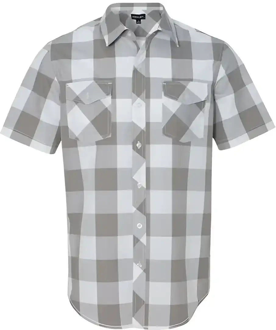 Burnside 9203 Buffalo Plaid Short Sleeve Shirt Grey White