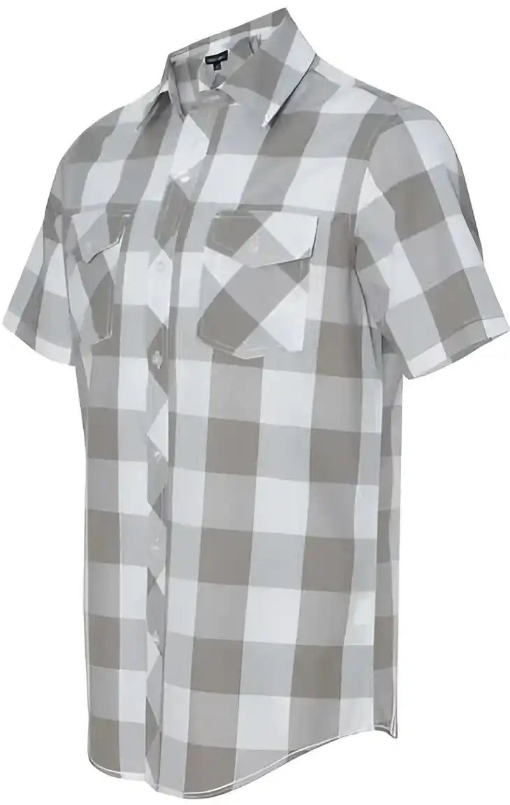 Burnside 9203 Buffalo Plaid Short Sleeve Shirt Grey White