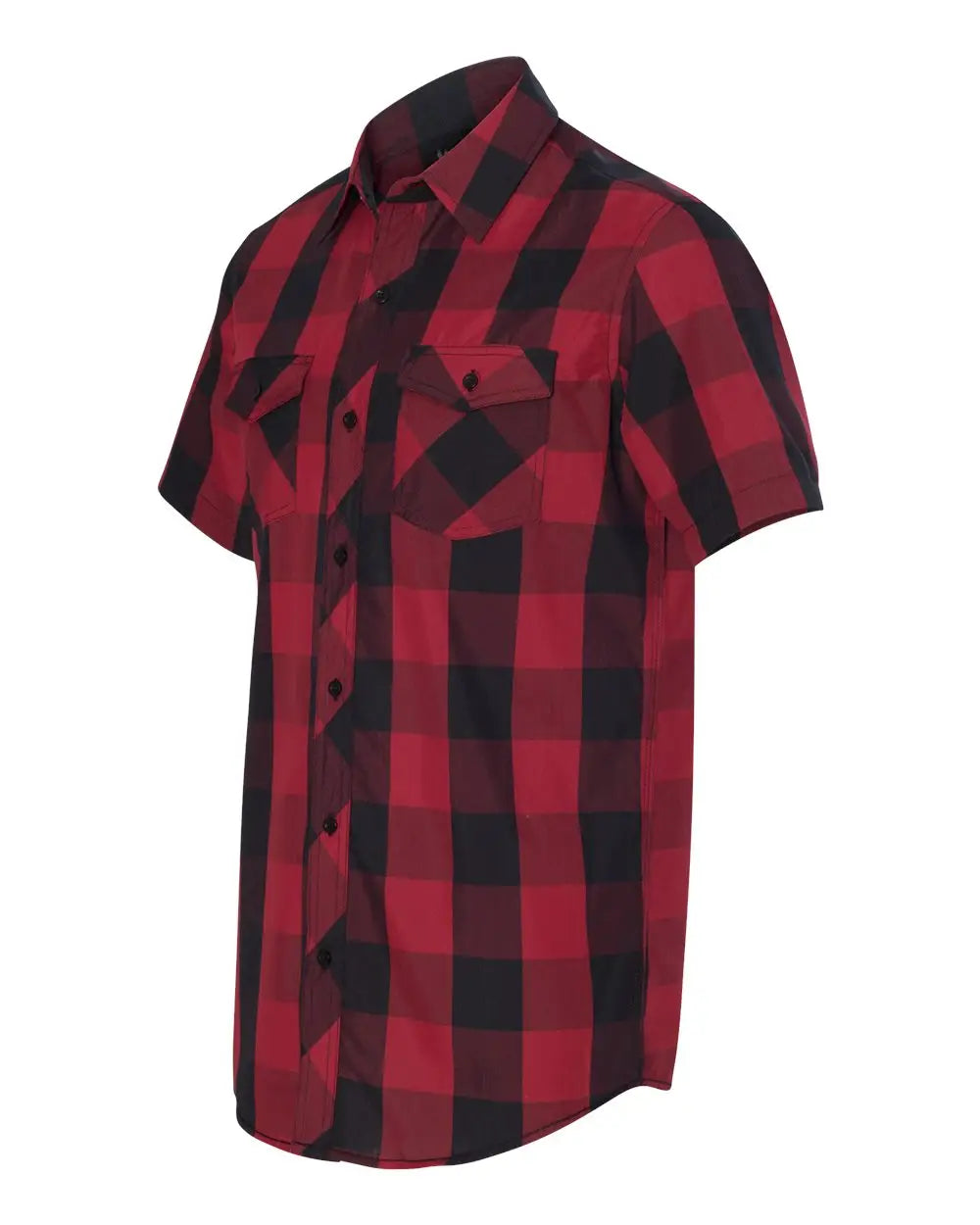 Burnside 9203 Buffalo Plaid Short Sleeve Shirt - Red Black - s