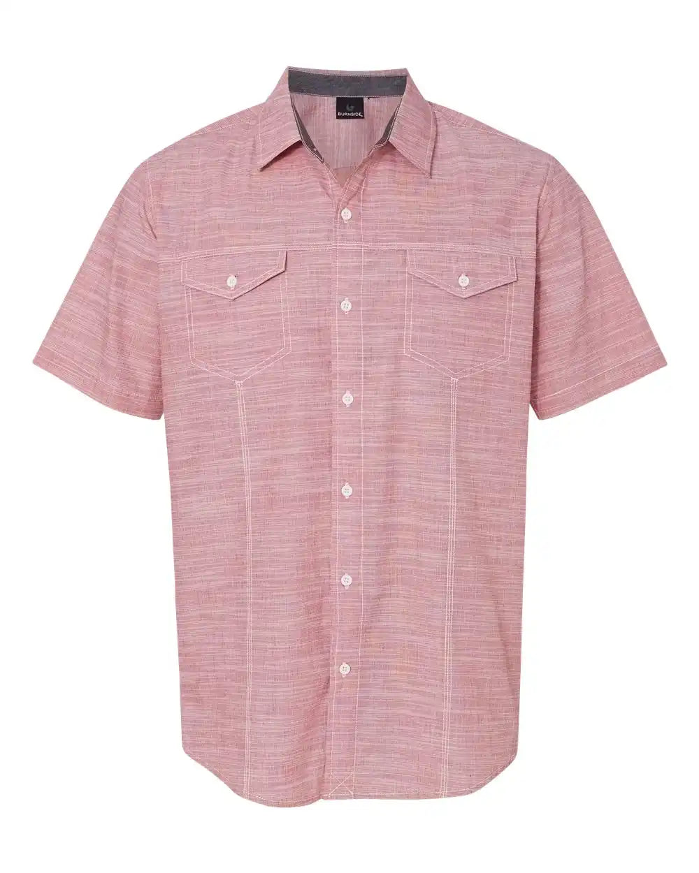 Burnside 9247 Textured Solid Short Sleeve Shirt - Red - s