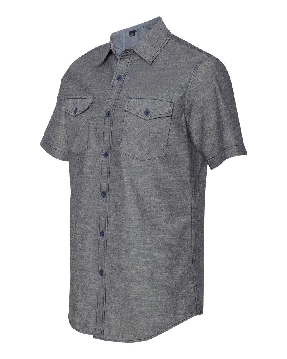 Burnside 9255 Chambray Short Sleeve Shirt - Dark Denim - Navy / s