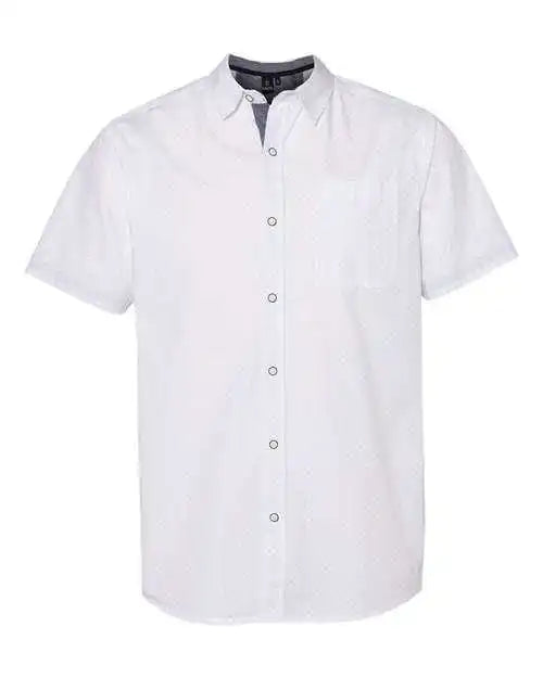 Burnside 9290 Peached Printed Poplin Short Sleeve Shirt - White Black Dot