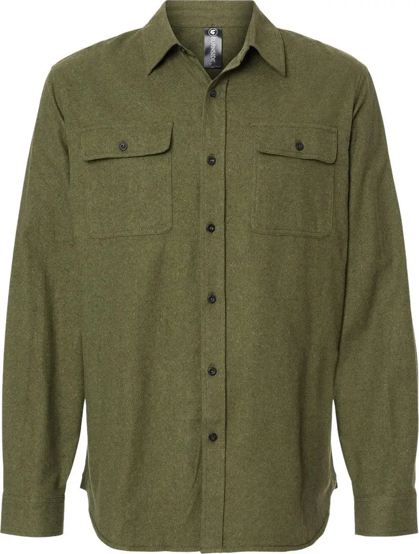 Burnside B8200 Solid Flannel Shirt - 8200 - Army - Adult s