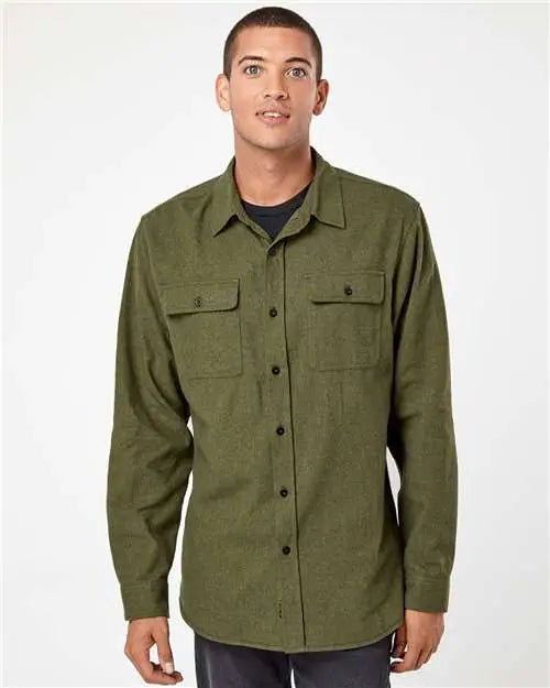 Burnside B8200 Solid Flannel Shirt - 8200 - Army
