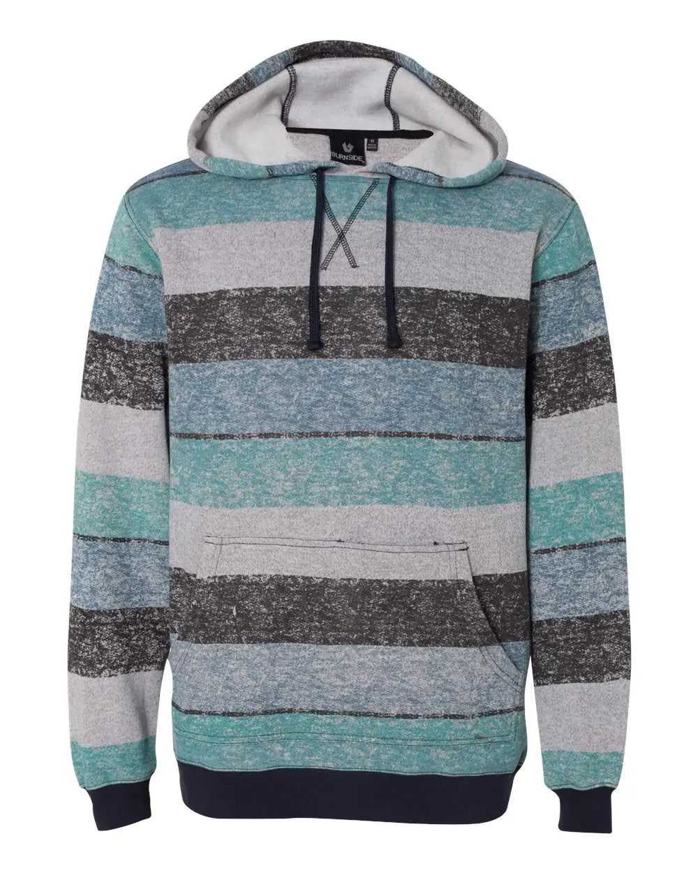 Burnside B8603 Printed Stripes Fleece Sweatshirt - 8603 - Light Blue Black - Blue/ / Adult s