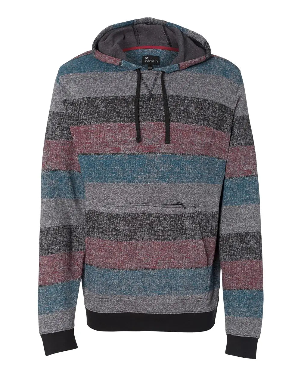 Burnside B8603 Printed Stripes Fleece Sweatshirt - 8603 - Red Black - Red/ / Adult s