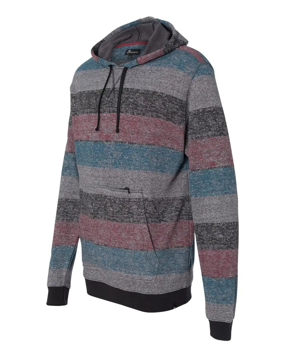 Burnside B8603 Printed Stripes Fleece Sweatshirt - 8603 - Red Black - Red/ / Adult s