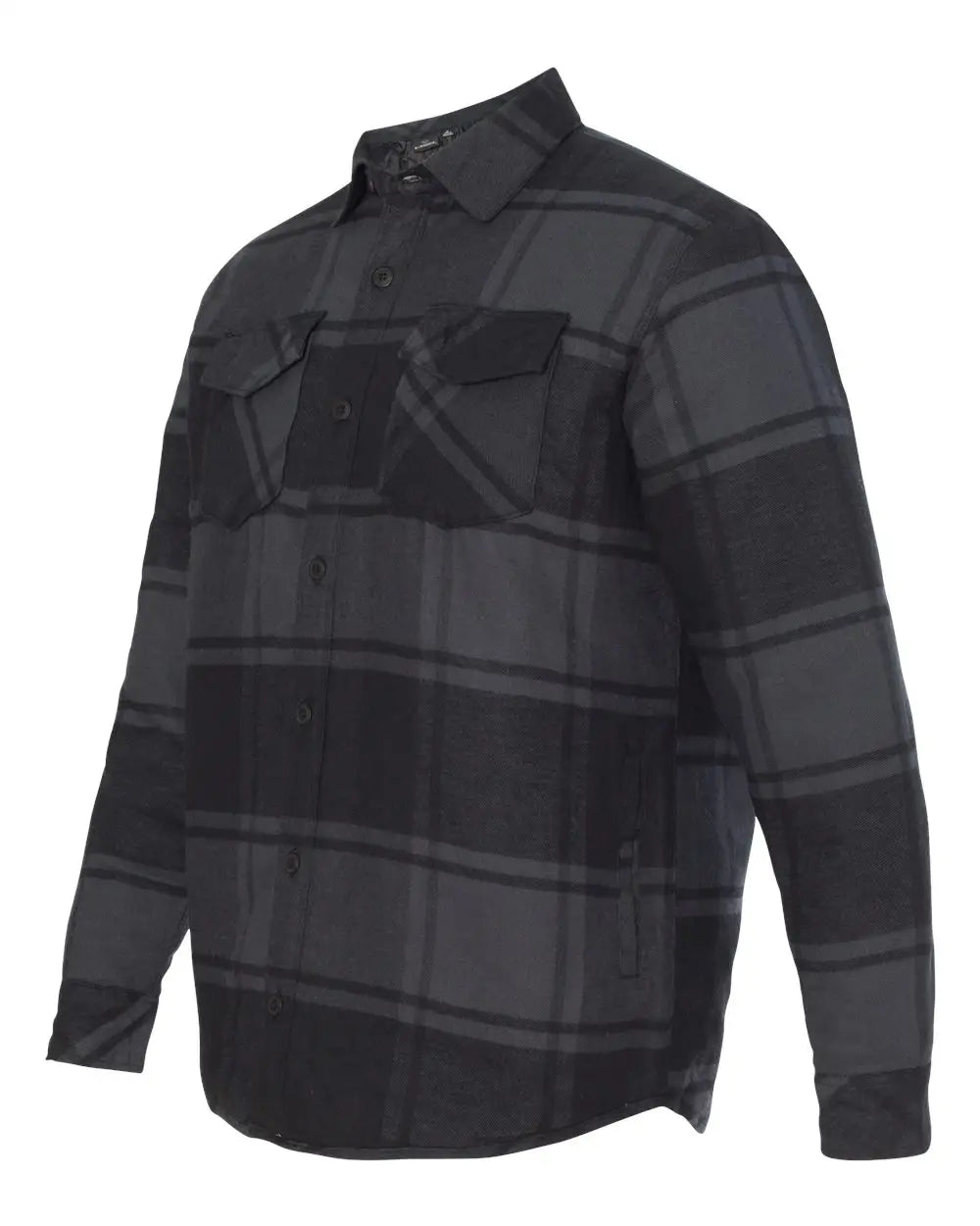 Burnside B8610 Quilted Flannel Shirt Jacket - 8610 - Black Plaid - Adult s