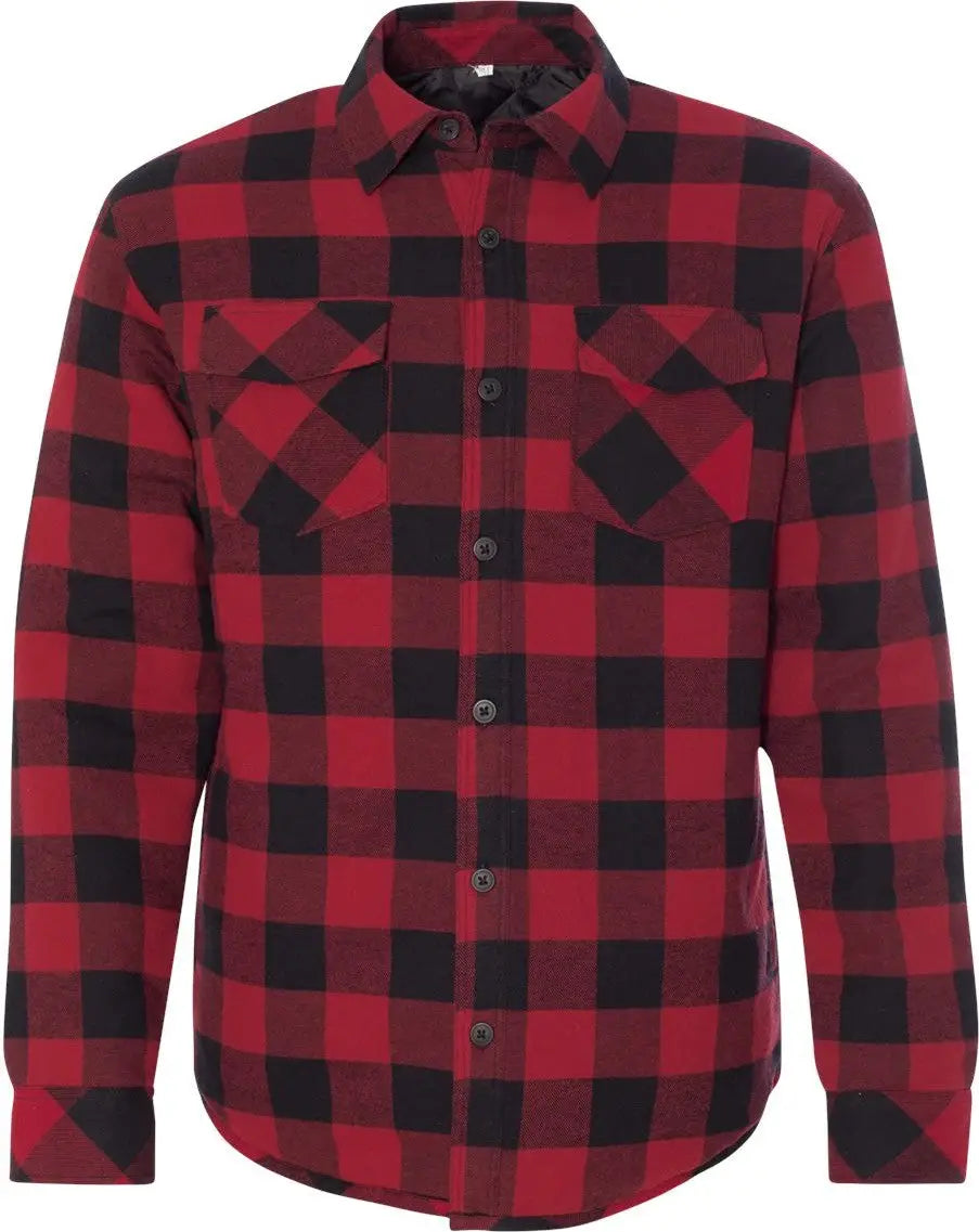 Burnside B8610 Quilted Flannel Shirt Jacket - 8610 - Red Black Buffalo - Red/ / Adult s