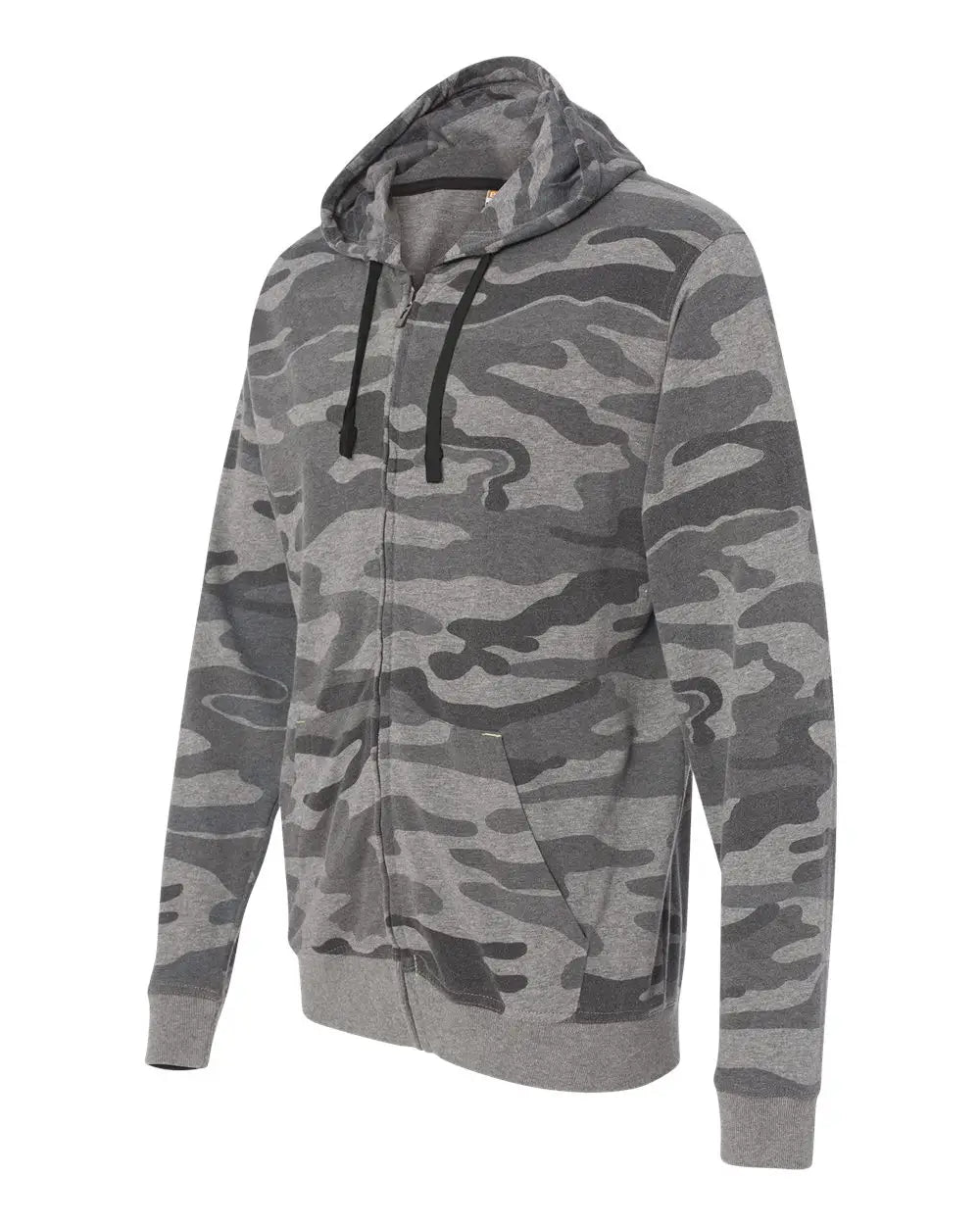 Burnside B8615 Camo Full-zip Hooded Sweatshirt - 8615 - Black - Adult s