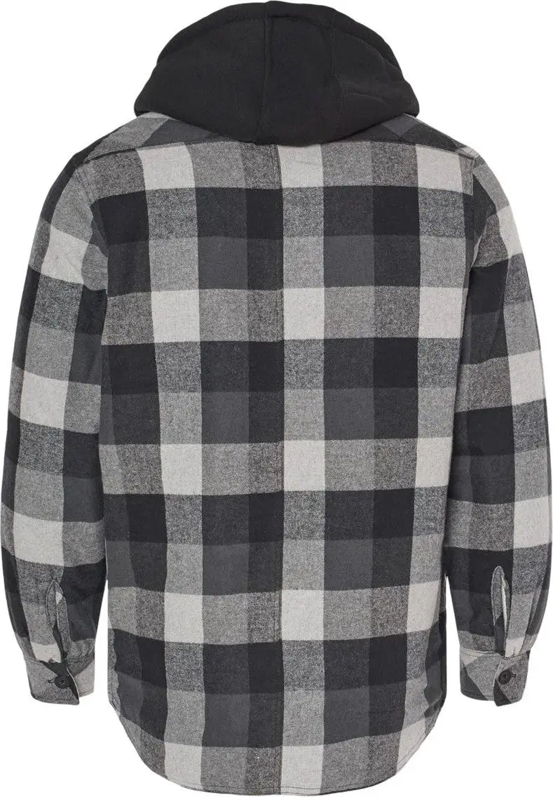 Burnside B8620b Quilted Flannel Hooded Jacket - 8620 - Black Gray - Black/ / Adult s