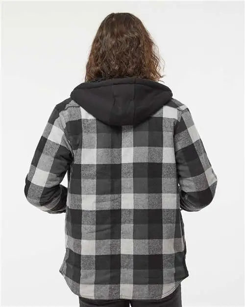 Burnside B8620b Quilted Flannel Hooded Jacket - 8620 - Black Gray