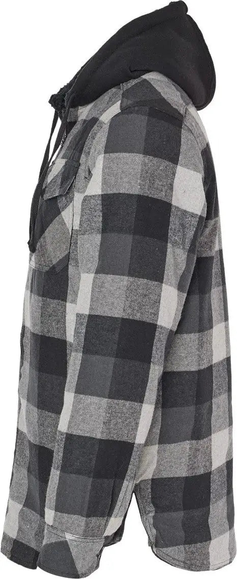 Burnside B8620b Quilted Flannel Hooded Jacket - 8620 - Black Gray