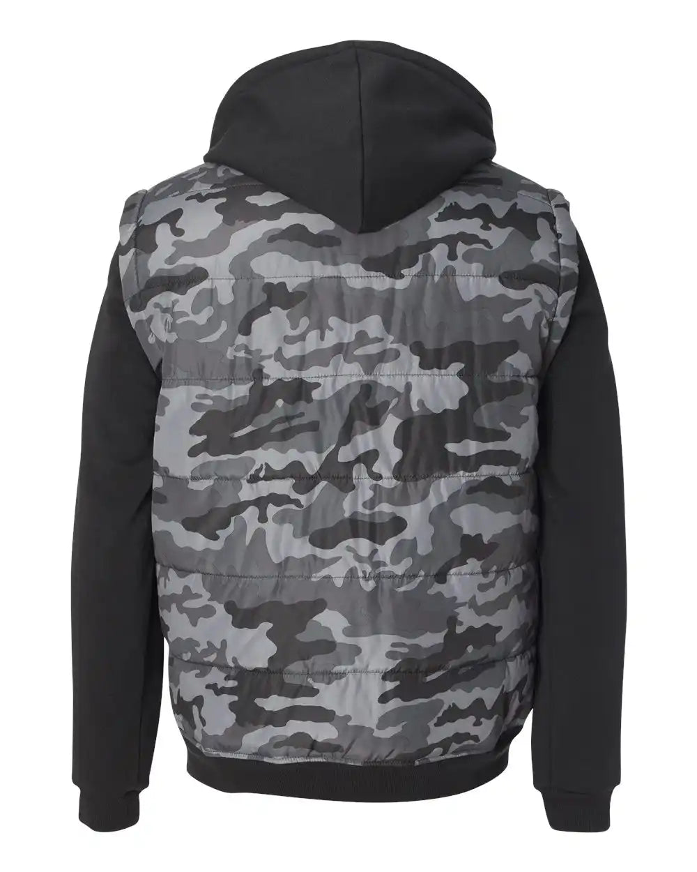 Burnside B8701 Nylon Vest with Fleece Sleeves - 8701 - Black Camo